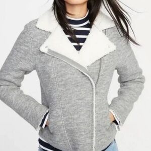 Old Navy women's cozy  fleece Moto jacket grey size M